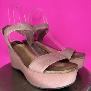Adam Tucker Blush Pink Leather Platform Wedge Sandal US 8.5